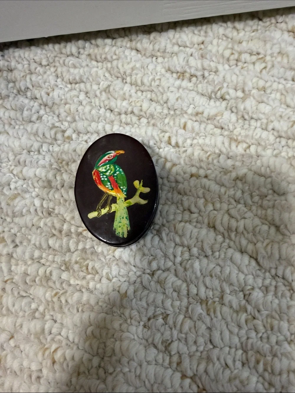 Vintage hand painted lacquer trinket box